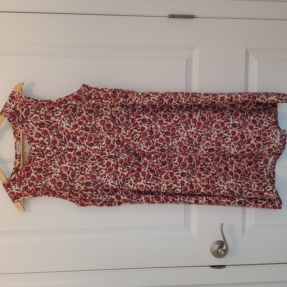 Lucky Brand, Floral Print With Drawstring Waist Dress, Size L,